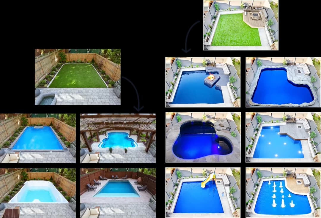 A beautiful backyard pool design generated by AI